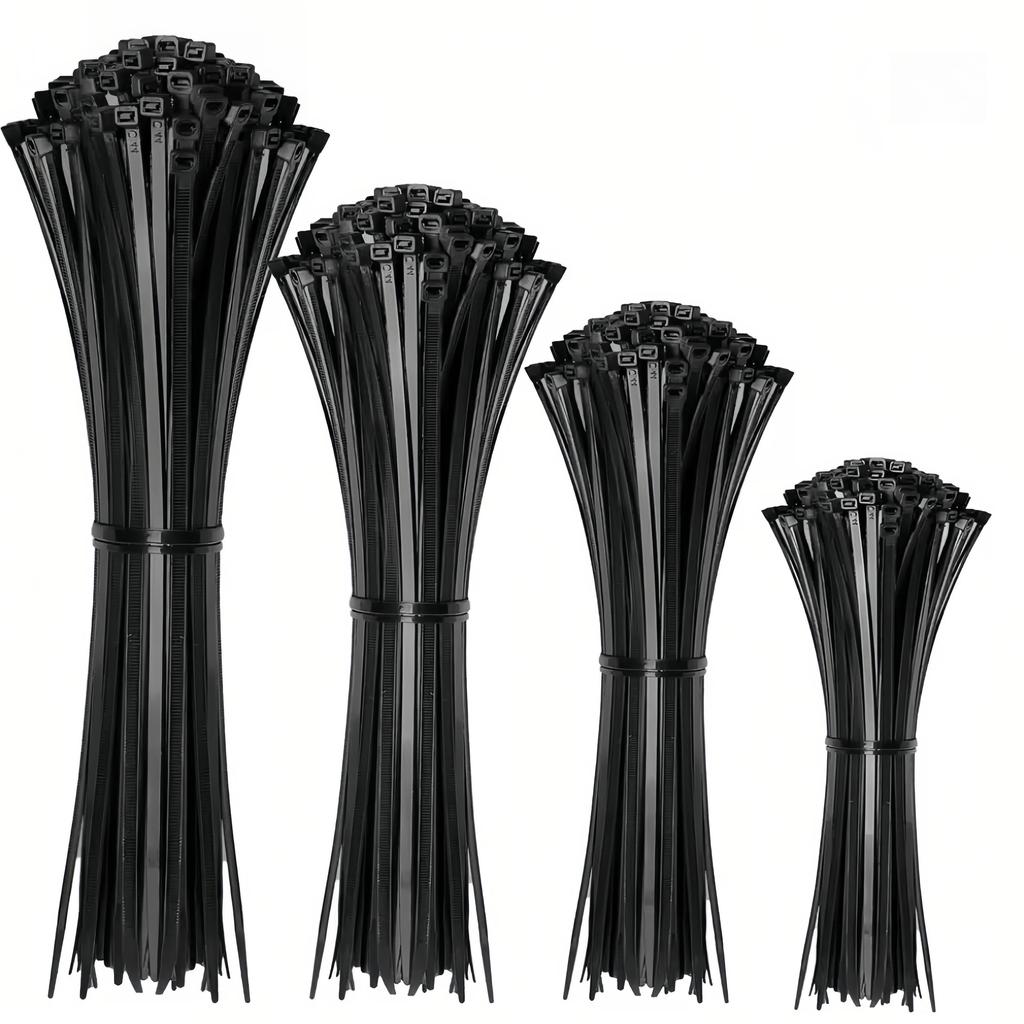 100 Black Nylon Cable Ties, High Tensile Strength, Uv Resistant, Fastening Loop Ties, Self-Locking, Suitable For Home And Office Wire Management