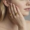 18k Gold Plated Water Drop Open Ring, Stainless Steel, Smooth Surface, Women's Fashion Design