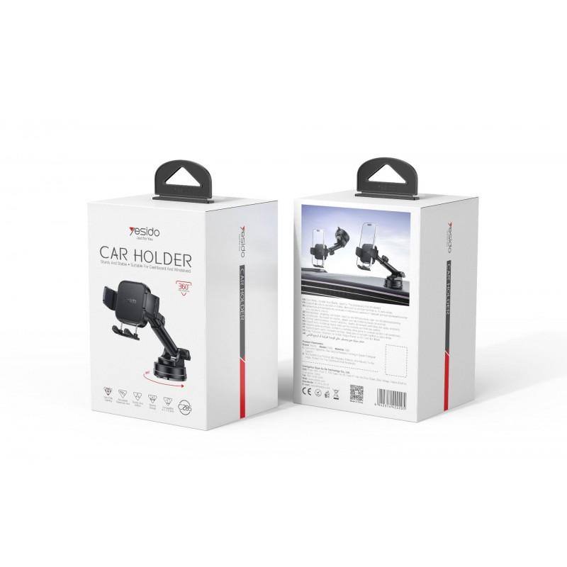 Universal Car Phone Holder With Suction Cup Mount Dashboard Navigation Adjustable Angle ABSPC Clamp Stand Black C285