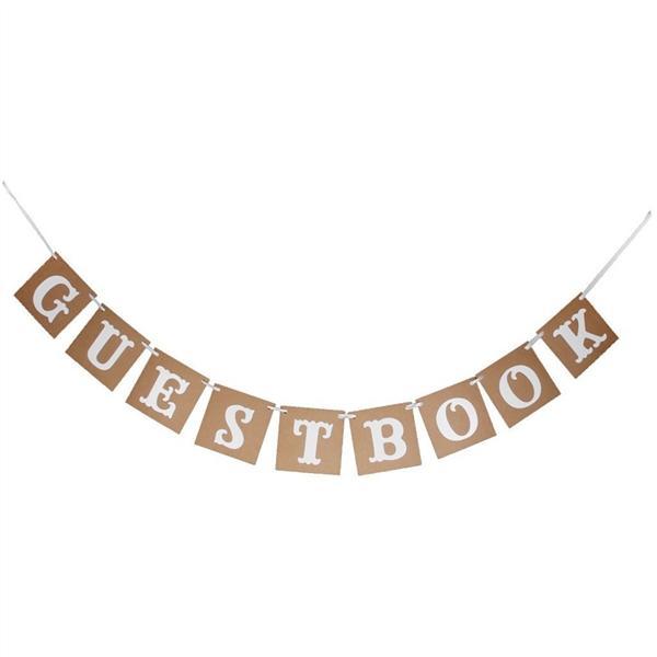 Buy GUEST BOOK Card Paper Bunting Banner Wedding Party Favors (Brown) at affordable prices