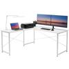 Computer Monitor Arm 150cm Wide 90cm L-Shaped Desk, Compatible, + Wide, Wooden, White, 100-DESKH011W