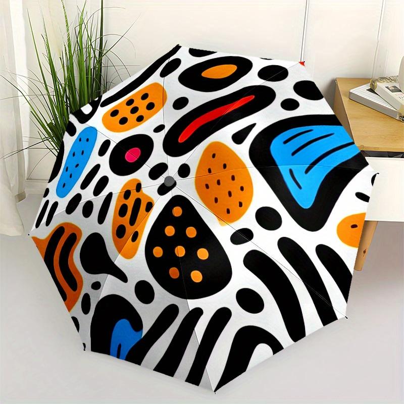 1pc Abstract Shapes Automatic Open 8-Rib Windproof Umbrella, Travel & Commuting, Suitable for All Seasons