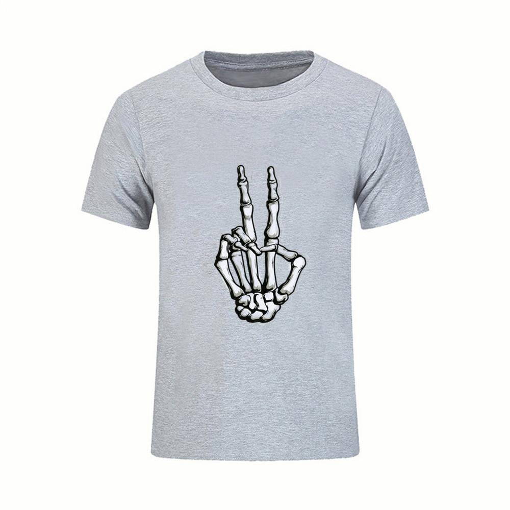 T Shirts Men Harajuku Funny 3D Print Tshirt Hand Skeleton Drawing Peace Men Hip Hop 100 XL