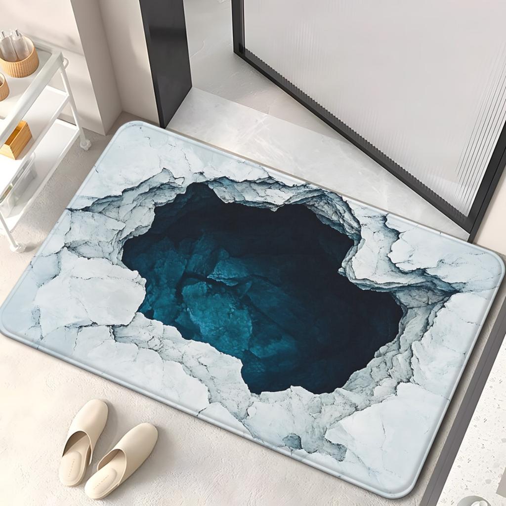3D Illusion Rug with Deep Blue Hole Design for Home Decor Unique Floor Mat Entrance Mat Indoor Outdoor Use Skid resistant carpet