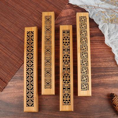 Bamboo Wooden Incense Stick Holder Burning Joss Insence Box Burner Ash Catcher