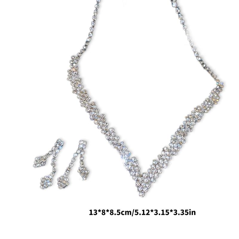 Sparkling Zirconia Jewelry Set Fashionable Zircon Stone Necklace and Earrings Stylish Fade Resistant Women Accessory