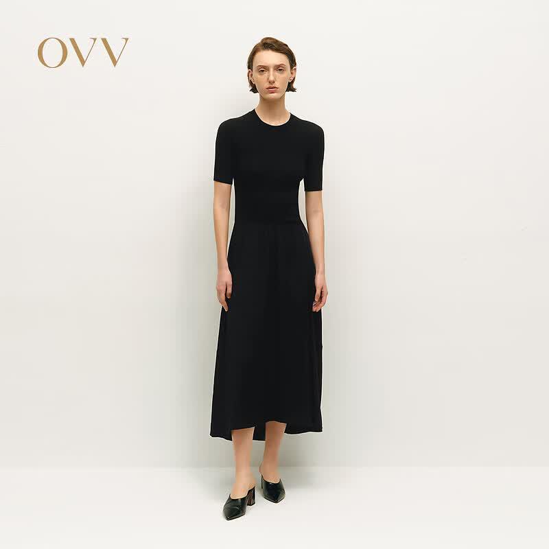 Женское платье-трапеция с пэчворком OVV L