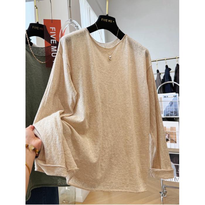 Clearance Bargains: Women's Plus Size Casual Round Neck Long Sleeve Solid Color Top