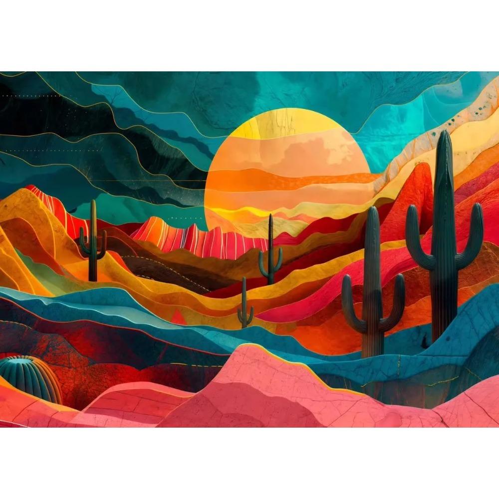 Vintage Mexican Cactus Poster Floral Moon Aesthetic Canvas Painting Prints Colourful Wall Art Picture Room Home Decor