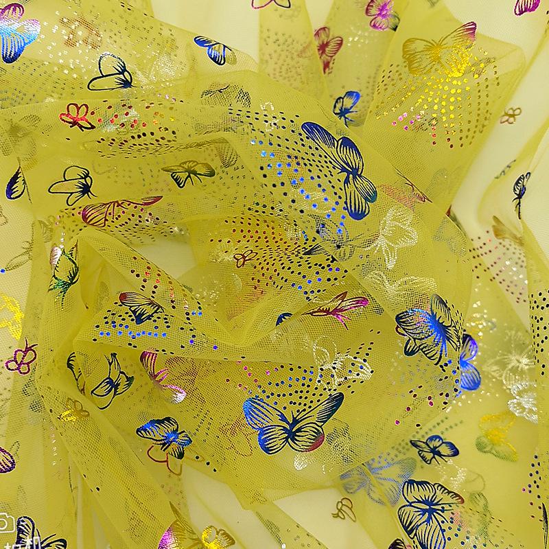 Seven-Color Hot Stamping Butterfly Mesh Fabric for Wedding Dresses, Evening Gowns, DIY Crafts, Women's and Children's Apparel Accessories
