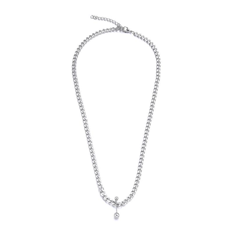 

European & American Retro Titanium Steel Balance Ball Necklace - Women s Trendy Clavicle Chain