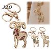 Goat Shape Charm Sparkling Rhinestone Keychain, Golden Plated Key Ring for Men Handbag Pendant Women, Decorative Keychain Car Keys Handbags Backpacks