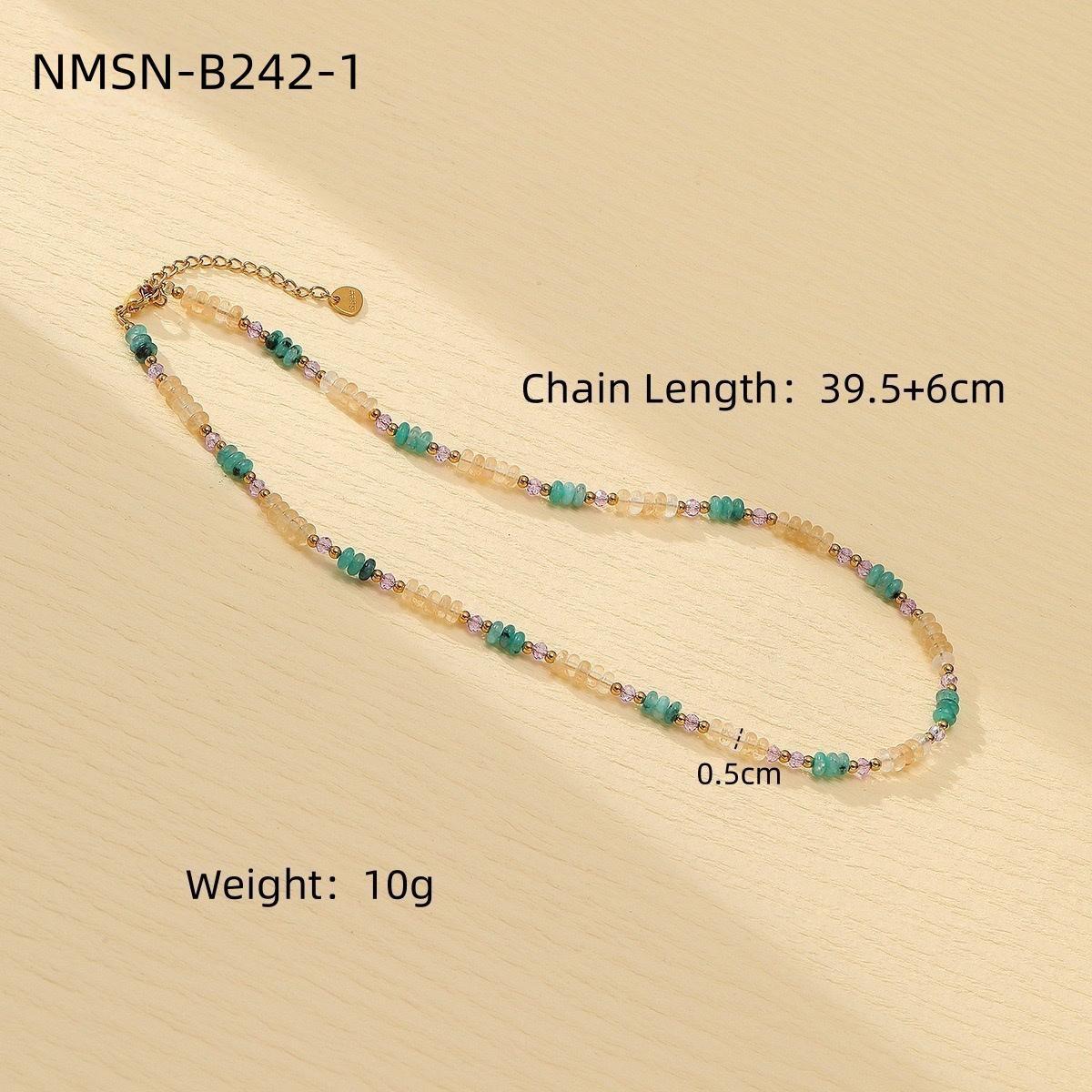 GEMCHIC Women s Blue Natural Stone Beaded Titanium Steel Necklace Fashion Light Luxury Versatile Freshwater Pearl Pendant