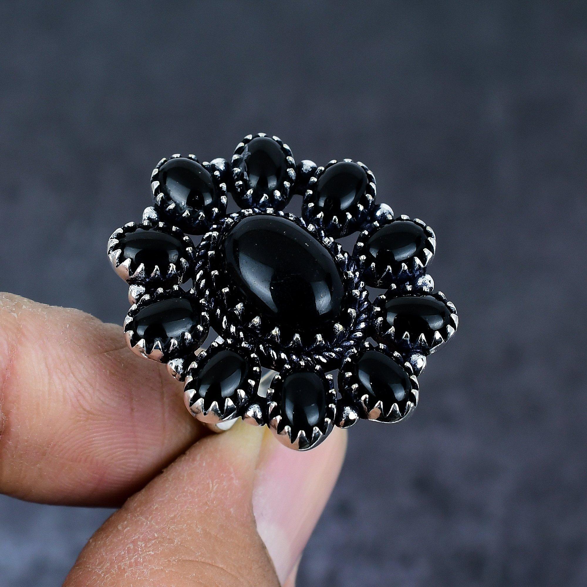 

Black Onyx Handmade 925 Sterling Silver Jewelry Ring Size 8 O1S41