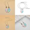 Trendy Geometric Alloy Necklace Set For Best Friends Shiny Heart Pendant