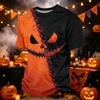 Herren Casual Corduroy Kurzarm Rundhals Leicht Atmungsaktiv Oberteil Halloween-Thema Aufdruck Bequeme Passform