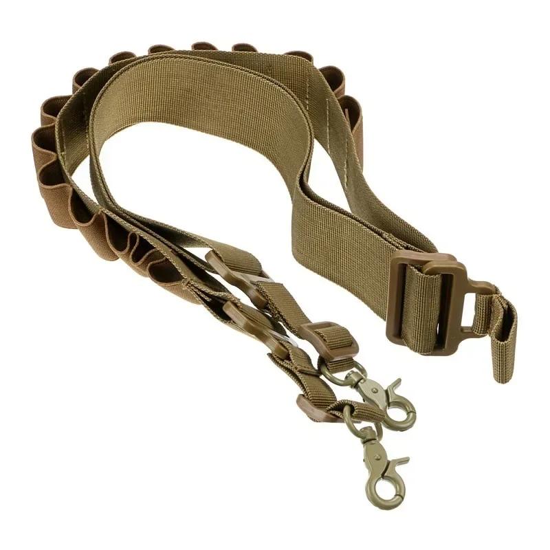Multifunctional Tactical Two Point Shooting Gun Sling 15-hole Shotgun Shell Holder Molle Airsoft Ammo Sling Hunting Accessories
