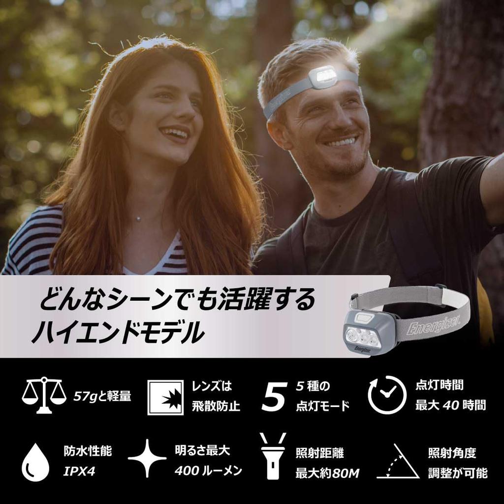 Energizer HDL30 T13A32 LED AAA Batterie Maximum 400 80m 40 Stunden Leuchtdauer IPX4 Ideal für Outdoor und Stromausfälle Stirnlampe, Betrieben,