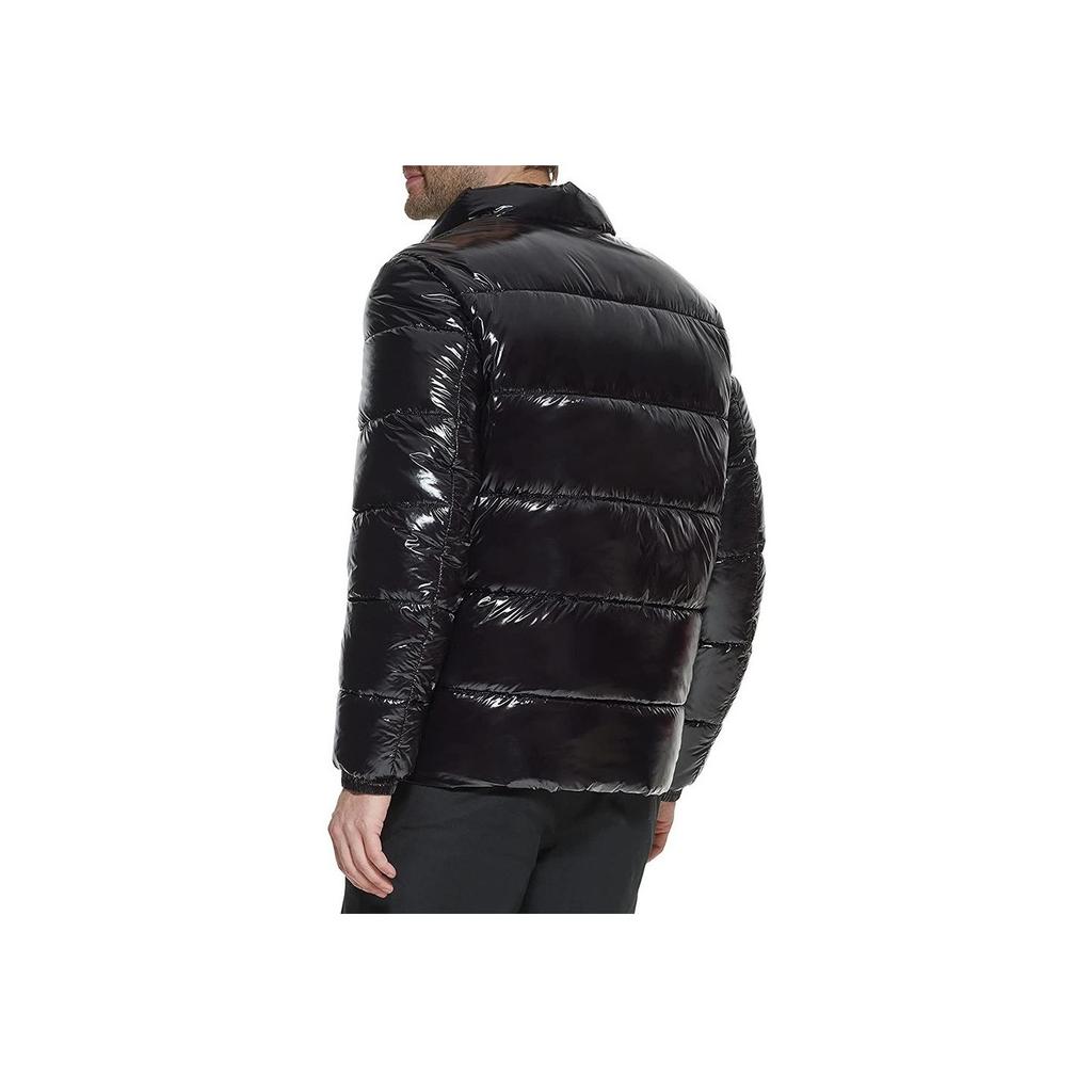 Calvin Klein Veste chaude en coton à fermeture éclair pour homme, couleur unie, col montant, style doudoune, noir CM152963-blk