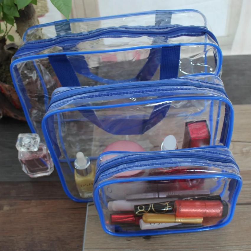 Waterproof PVC Cosmetic Bag Multi-functional Storage Bag Storage Bag Transparent PVC Three-piece Set of Portable Toiletry Bag