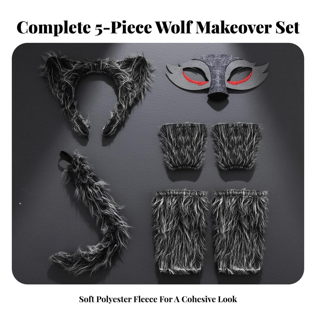 Wolf Costume Accessory Set Soft Comfortable for Cosplayers
