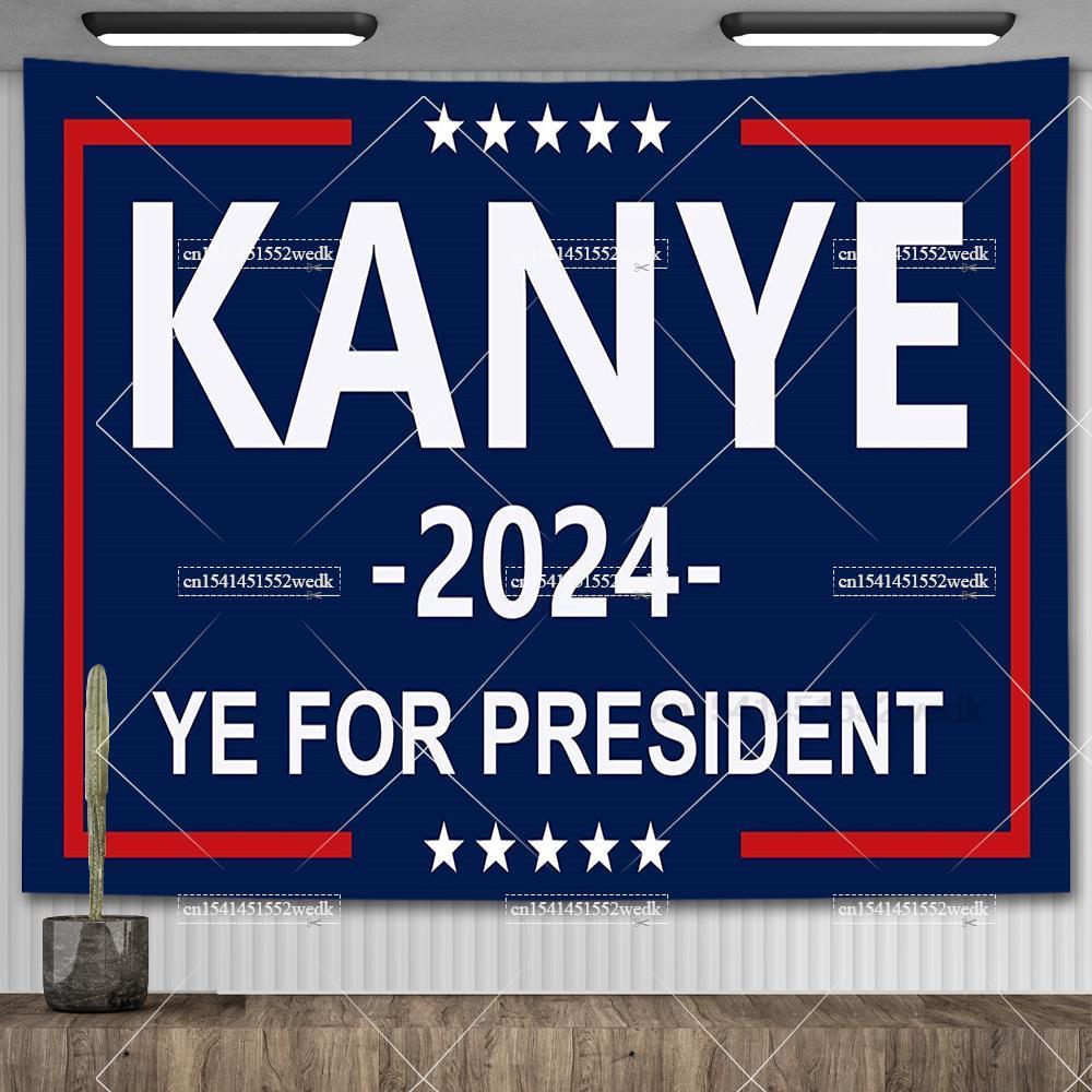 

KANYE 2024 Флаг Канье Уэста Баннер Гобелен Забавный Мем Настенный Гобелен Эстетический Декор Комнаты Гобелены Уличное Оформление 95x73cm