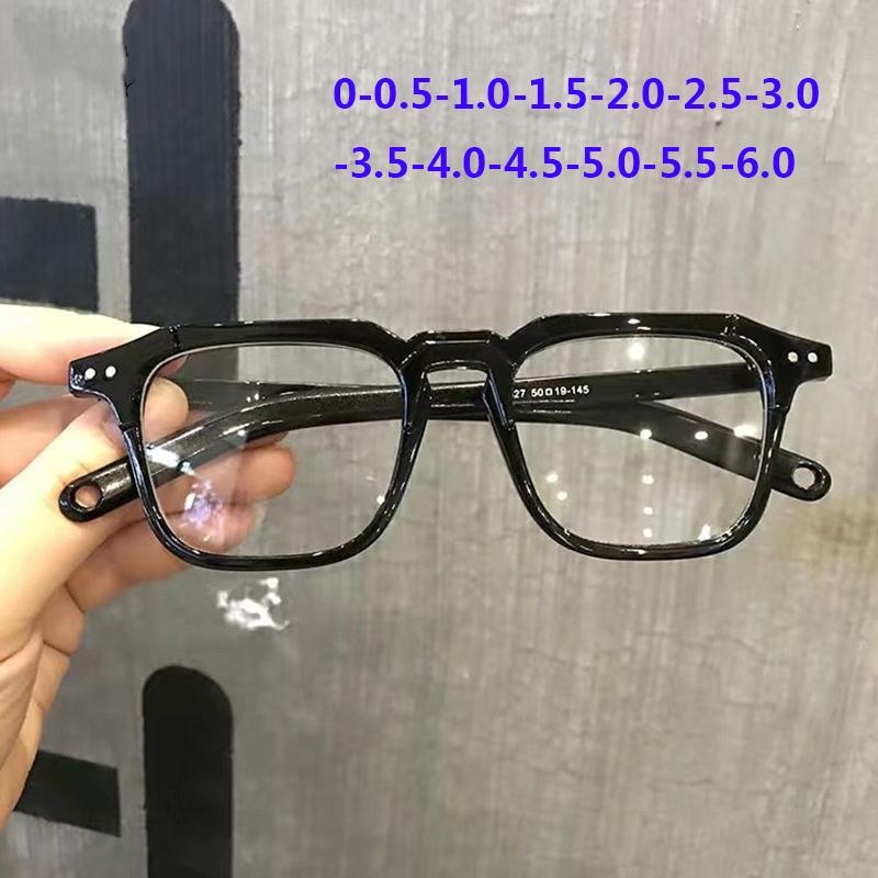 

Модные квадратные очки для близорукости, мужские и женские плоские зеркальные очки для близорукости, компьютерные очки по рецепту, 0 ~-6,0