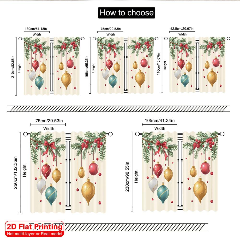 2pcs 2D flat printing Merry Christmas Popular Curtain Christmas Baubles Festive Hanging Ornaments 100% Polyester Without