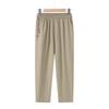 2026 Summer New Mother's Wear: Elastic Waist Casual Nine-Point Straight-Leg Cropped Pants for Elegant Middle-Aged and Elderly Women.