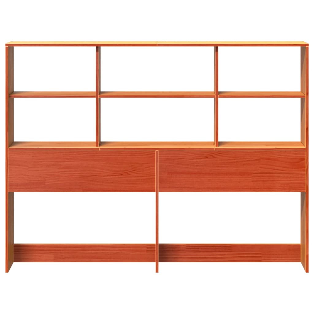 Vidaxl Wezgłowie Do Łóżka, Z Półkami, Woskowy Brąz, 160 Cm, Sosnowe