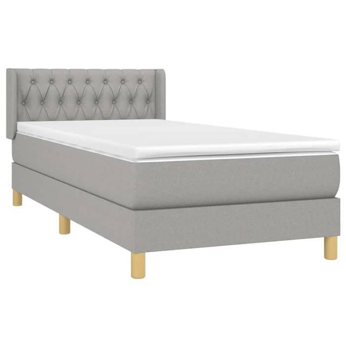 3130489 vidaXL Divan Bed with Mattress Light Grey 100x200cm Fabric