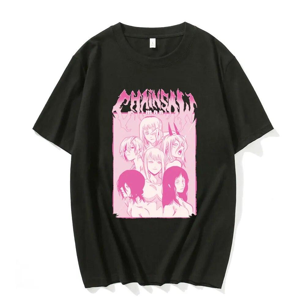Muž motorovou pilou MAKIMA Japonské anime tričko Unisex Manga Trička s grafikou Trička Funny Cartoon Tričko Unisex Hip Hop Trička Unisex