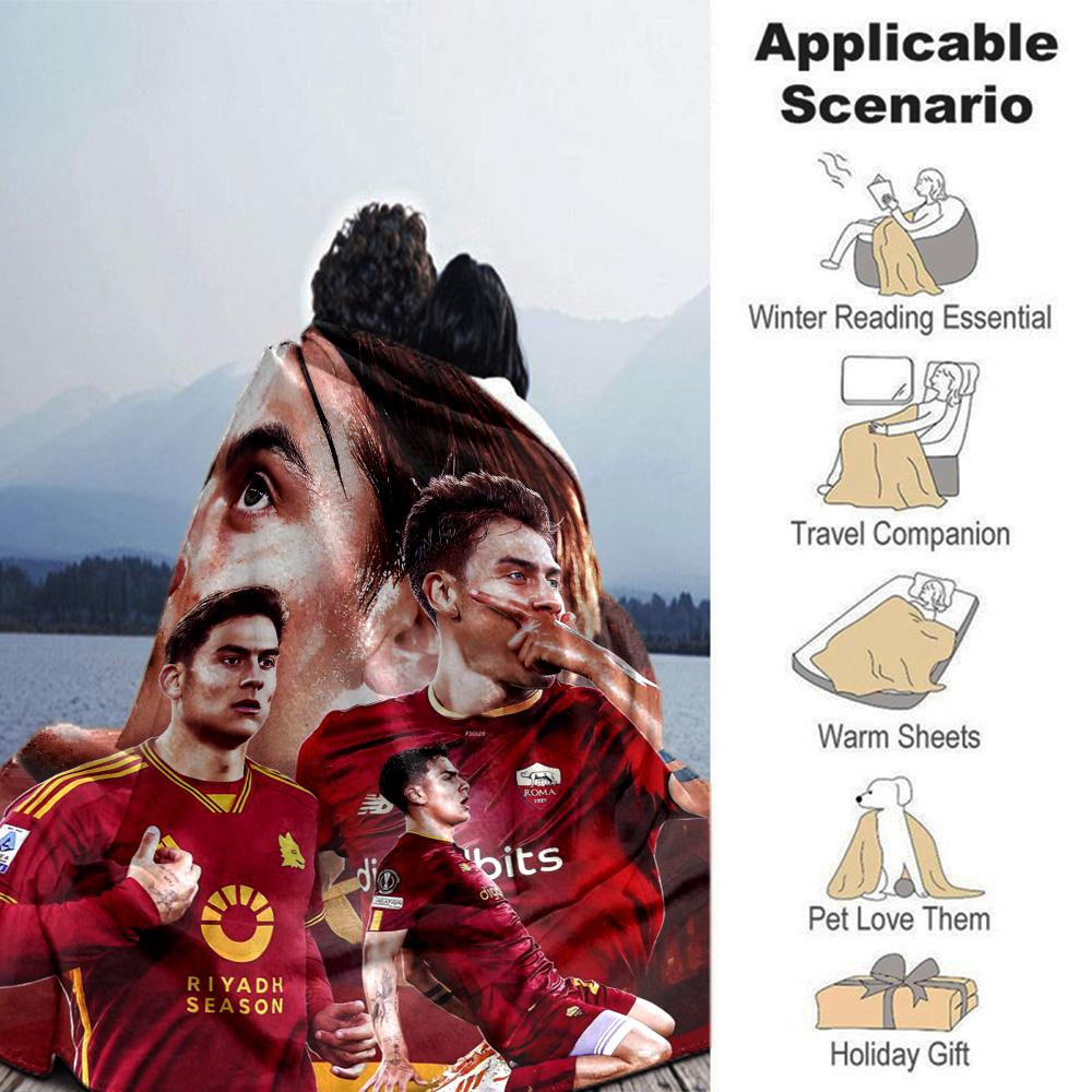 Roma Football Star Collage Print Flannel Fleece Blanket Soccer Sports Soft Warm Throw Blanket Sofa Couch Bedroom Home Decor Fan Gift