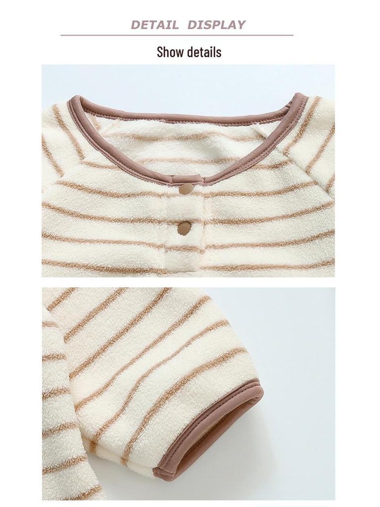 2025 Autumn/Winter Striped Pajama Set for Girls - Cozy, Warm Homewear