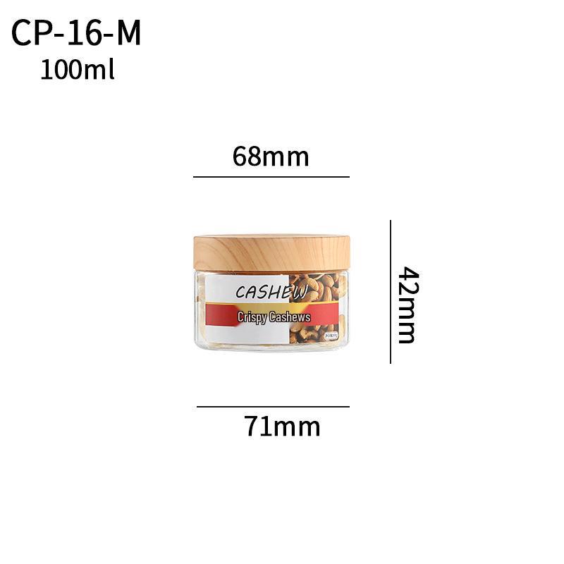 Transparent Sealed Kitchen Storage Jar with Wood Grain Lid for Cereal, Dried Fruit, and Nuts
