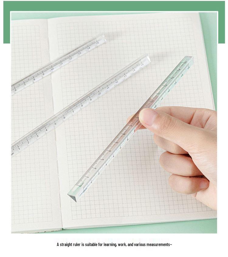 Transparent Double-Sided 15cm Crystal Triangle Ruler for Students and Drawing