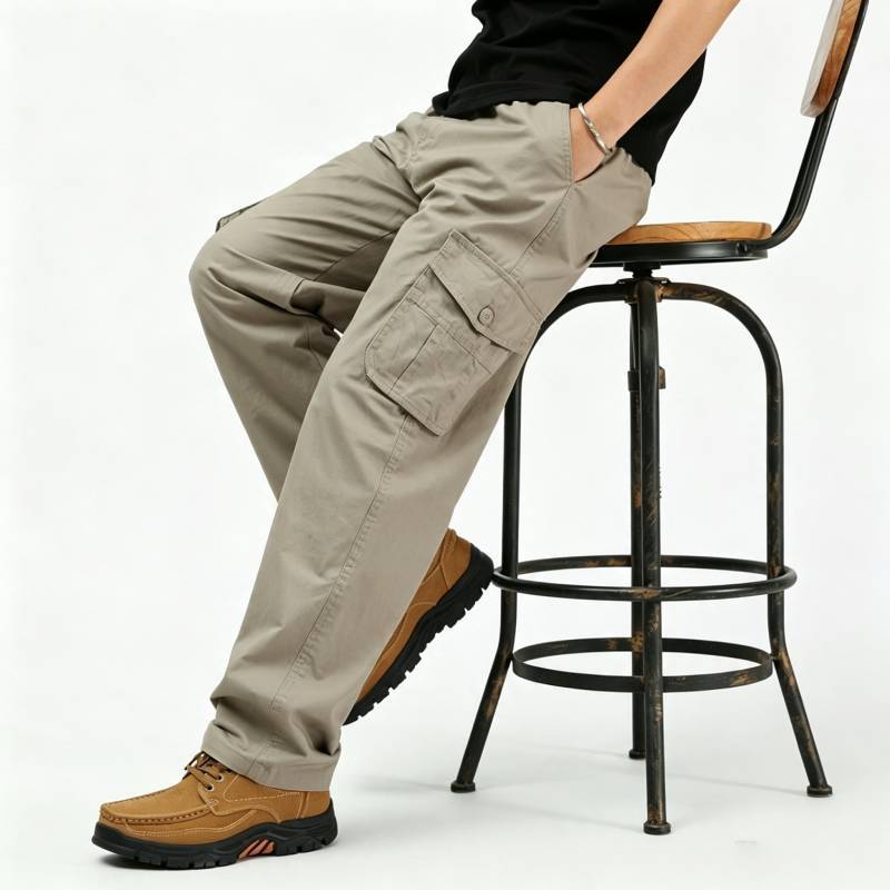 Men Casual Pants With Cotton Material For Middleaged Adults Spring Autumn Wear