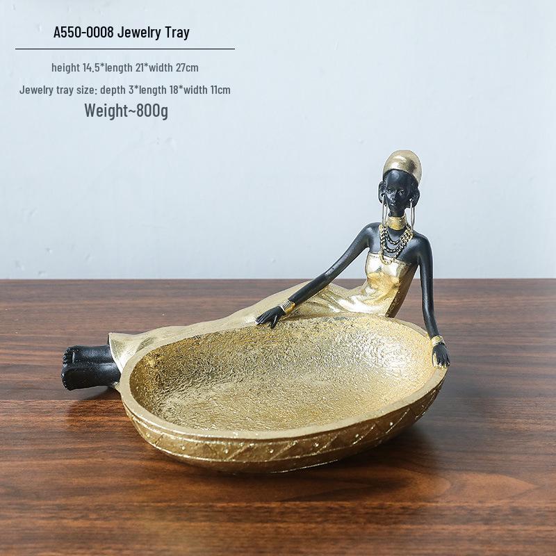 Modern Retro African Black Figurine Ornaments - Creative Soft Decor for Light Luxury Living Room