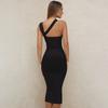2026 European and American spring new single shoulder tube top medium and long solid color party dress female sexy