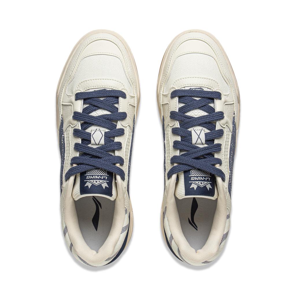 New LiNing Moon White 2.0 Slip Resistant Cushioning Breathable Low Top Skateboard Shoes Men's Ecru AGCU275-12