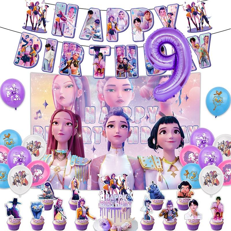 Baloane de petrecere Kpop Demon Hunter K-pop Huntrix Fundal cu baloane de petrecere Kpop Hunter Warrior Consumabile pentru petrecerea de ziua de naștere