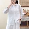 Spring and Autumn New Cotton Double-layer Cotton Yarn Long Sleeve Shirt Women's Versatile Skinny Simple Literary Japanese Retro Style Shirt