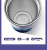 Blue Lotus Cute Hand-Painted Insulated Straw Cup - 316 Stainless Steel, Perfect for Girls and Students