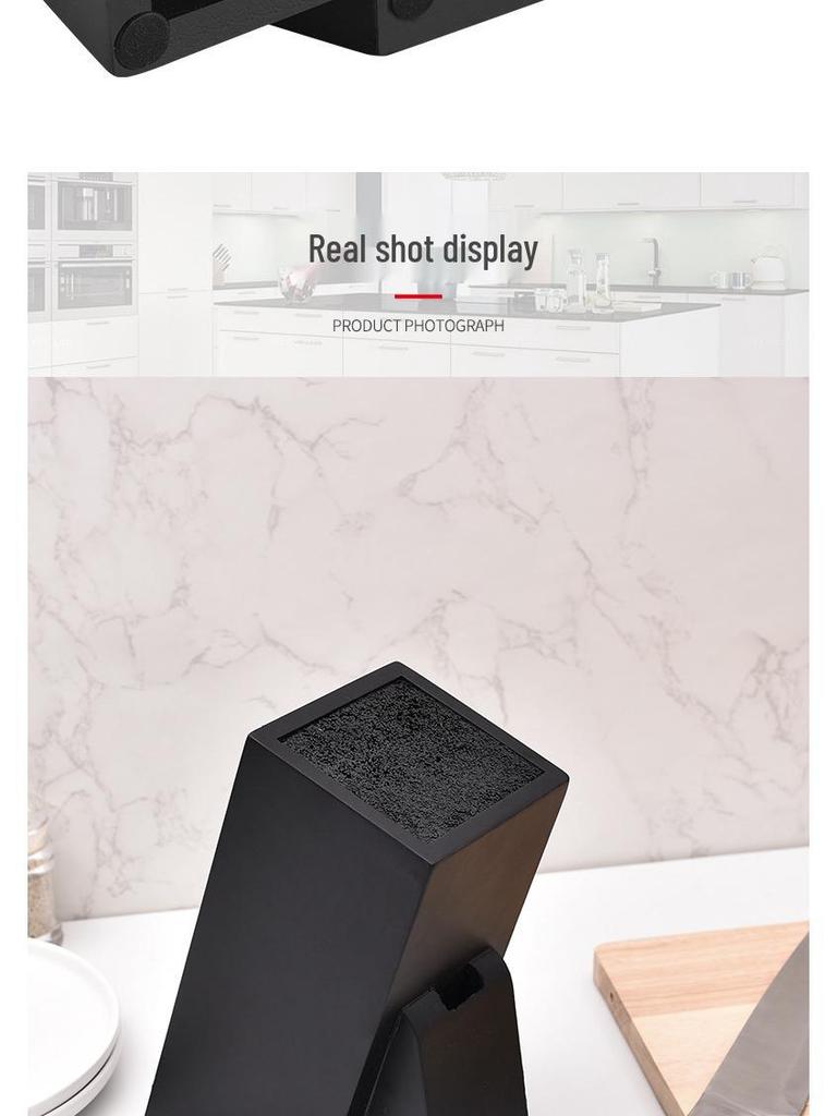 Suport din lemn pentru cuțite de bucătărie cu inserție neagră - Rack multifuncțional pentru depozitarea tacâmurilor