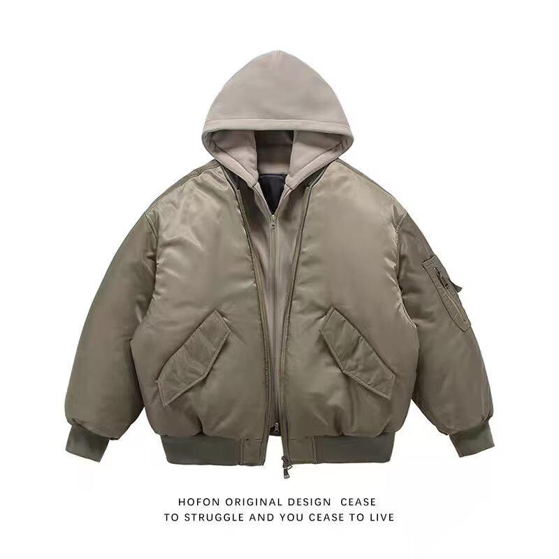

Unisex Winter Hooded Cotton Baseball Jacket - Hong Kong Style M зеленого кольору хакі