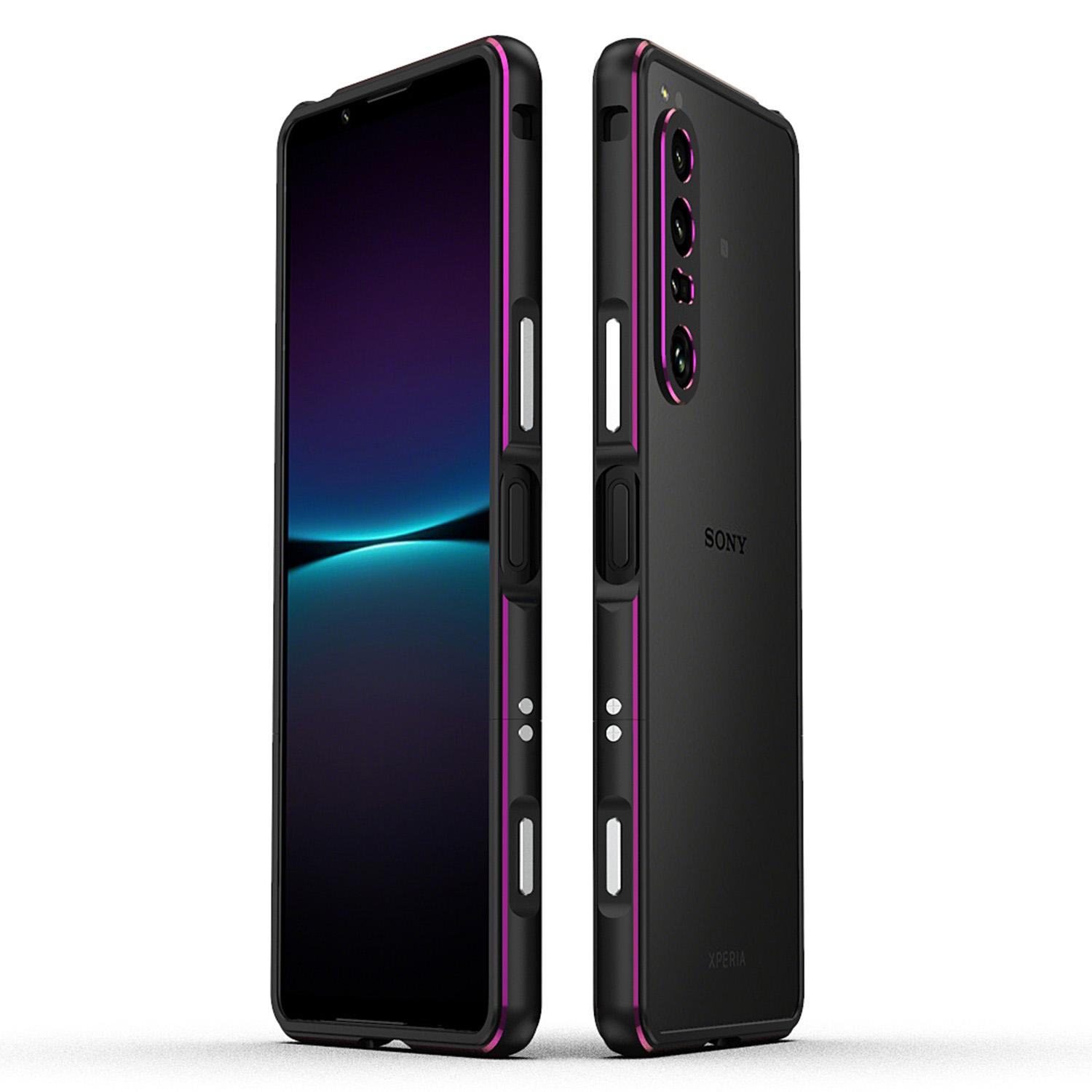 

Бампер для Sony Xperia 1 VII Металлическая рамка Чехол для телефона с защитой объектива камеры Black/Purple