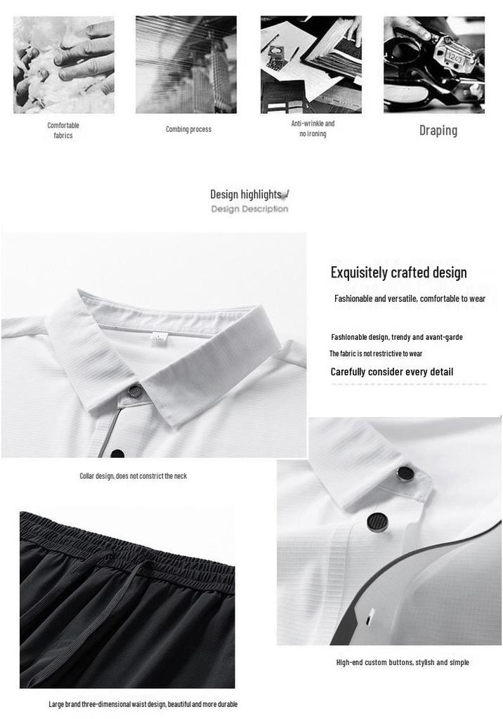 Men's Ice Silk Casual Polo and Shorts Sports Set