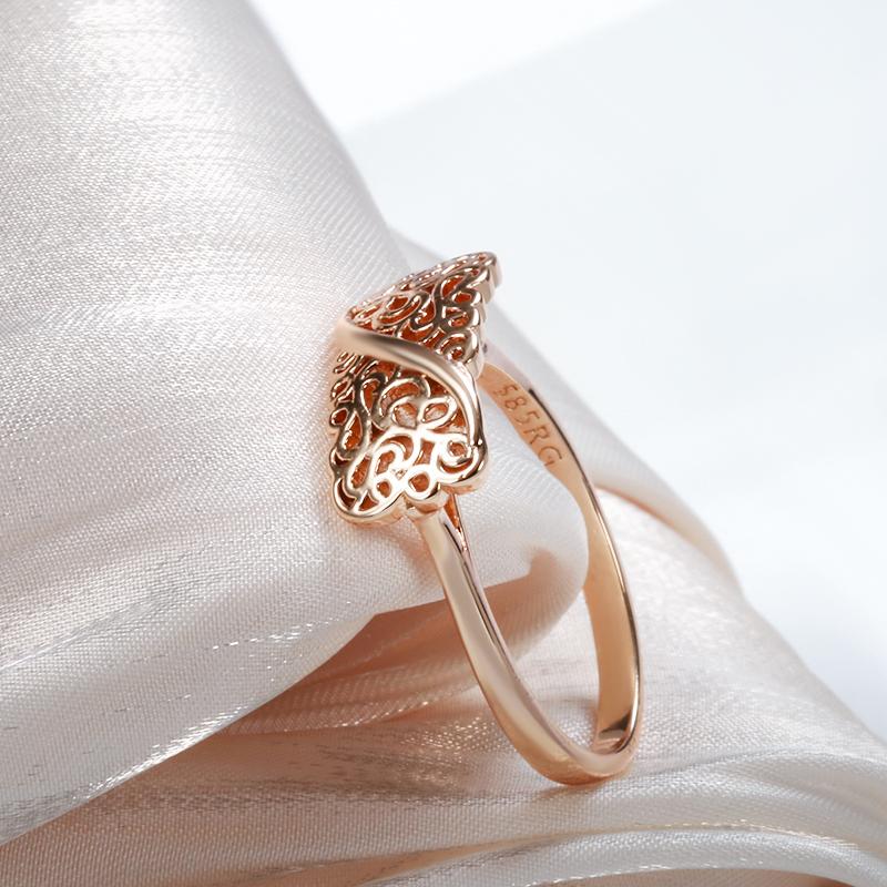 Rose Gold Color Boho Ring Fashion Ethnic Flower Ring For Women Elegant Vintage Wedding Daily Jewelry Gift