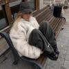 Women Elegant Fluffy Loose Fox Fur Coat Female Streetwear Long Sleeve Jacket Autumn Winter Thick Warm Faux Fur Coat