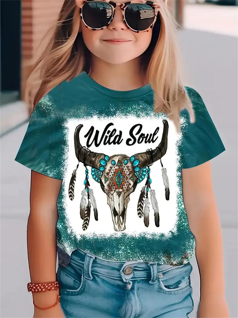 Daily Casual 3d Print Fashion Funny Girls' T-Shirts Summer Short Sleeved Tops Tee Casual T-Shirts Girls' Clothing